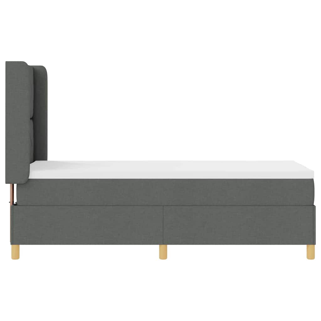 Box spring seng med hovedgærde Mørkegrå 80 x 200 cm Stof