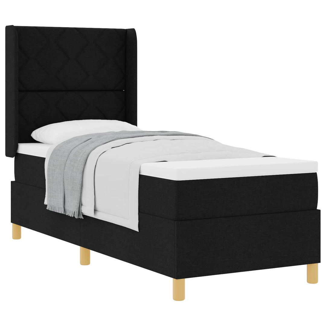 Box spring seng med hovedgærde Sort 80 x 200 cm Stof