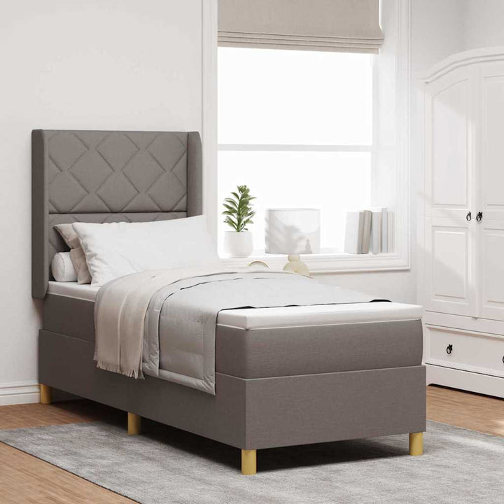 Box spring seng med madras Gråbrun 80 x 200 cm Stof
