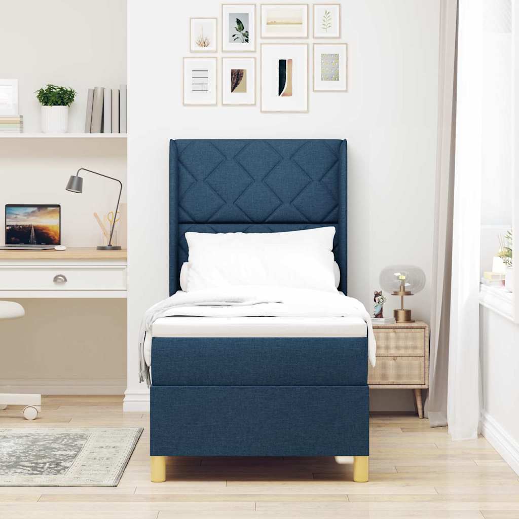 Box spring seng med hovedgærde Blå 80 x 200 cm Stof