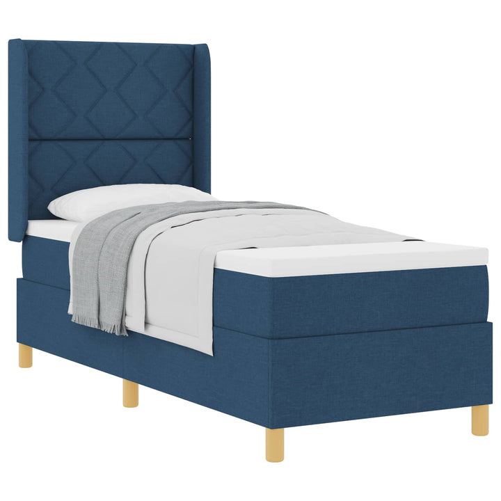 Box spring seng med hovedgærde Blå 80 x 200 cm Stof