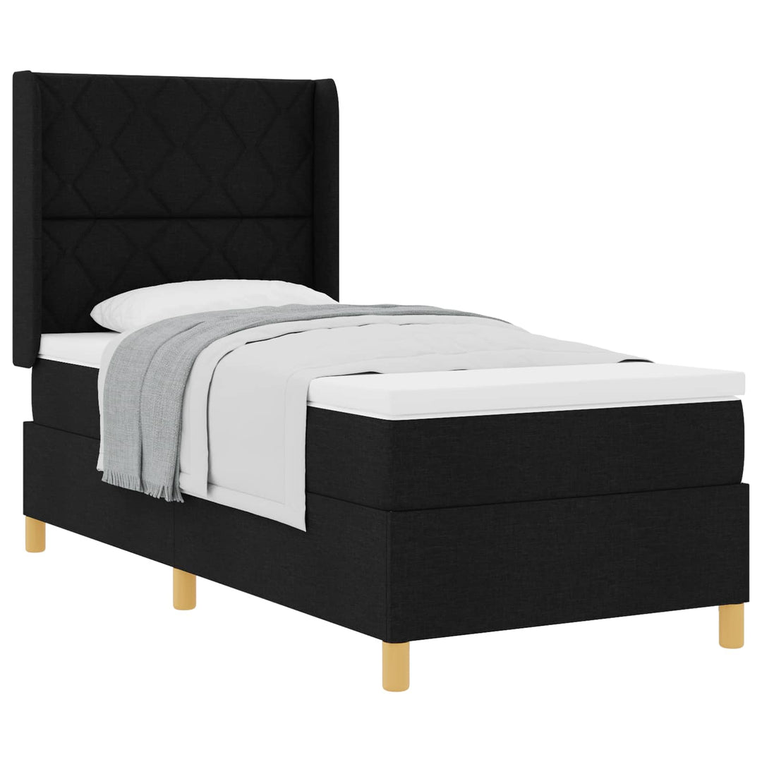 Box spring seng med hovedgærde Sort 90 x 190 cm Stof