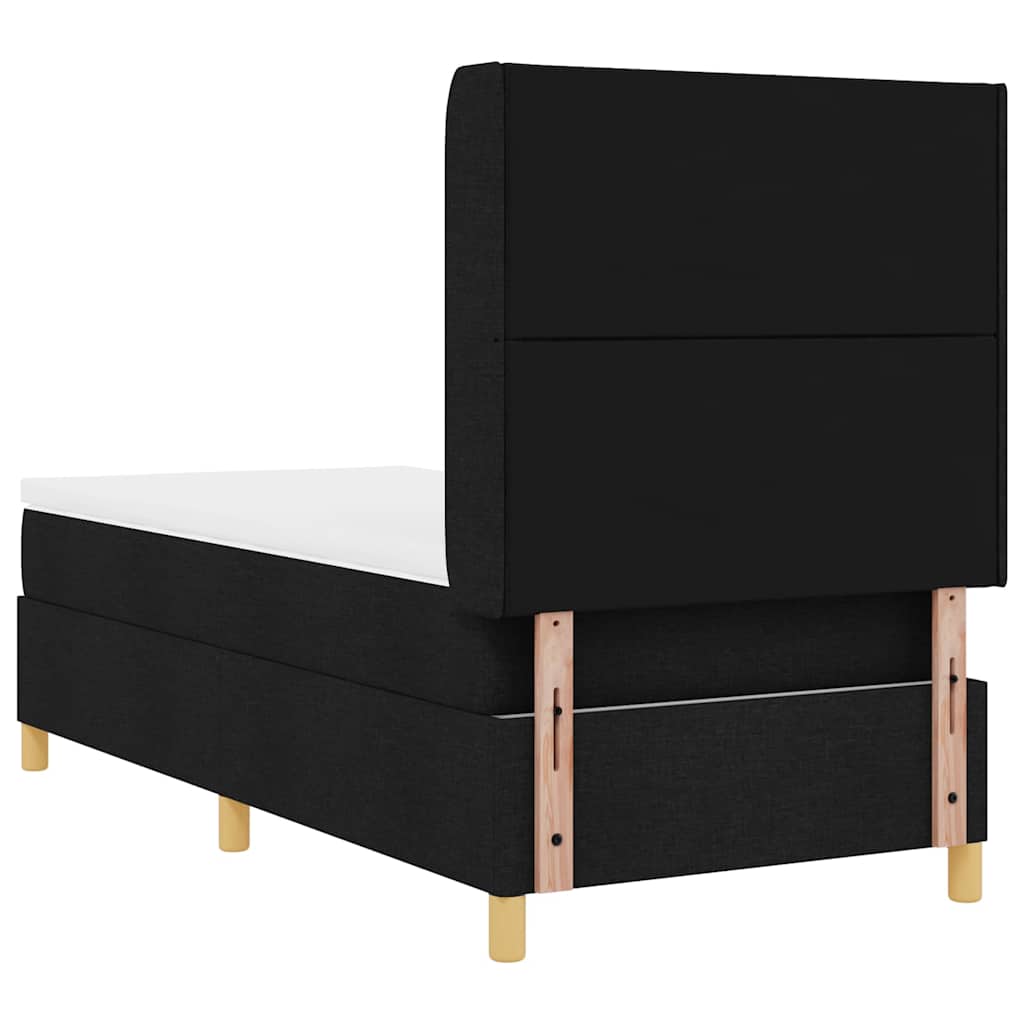 Box spring seng med hovedgærde Sort 90 x 190 cm Stof