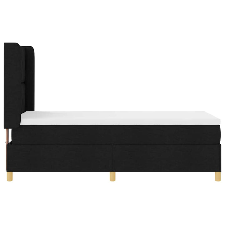 Box spring seng med hovedgærde Sort 90 x 190 cm Stof