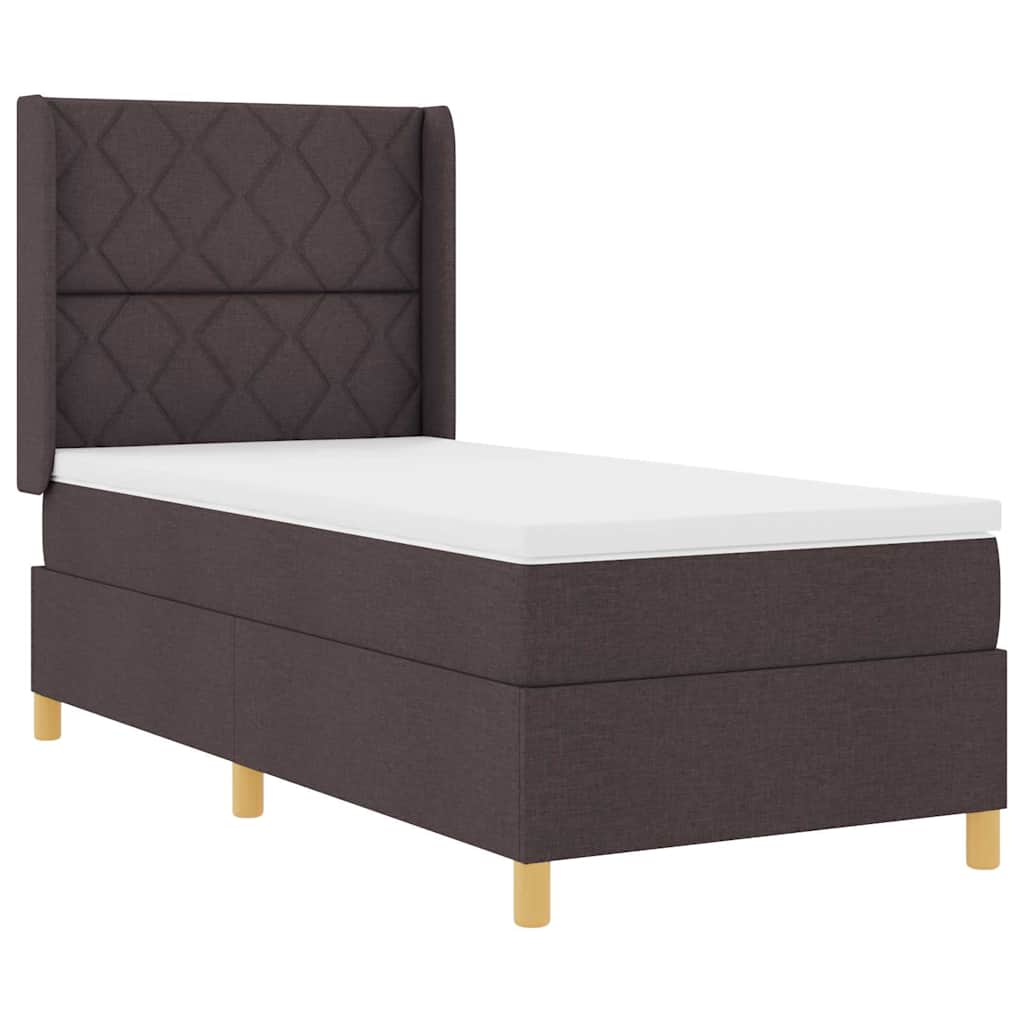 Box spring seng med hovedgærde Mørk Brun 90 x 190 cm Stof