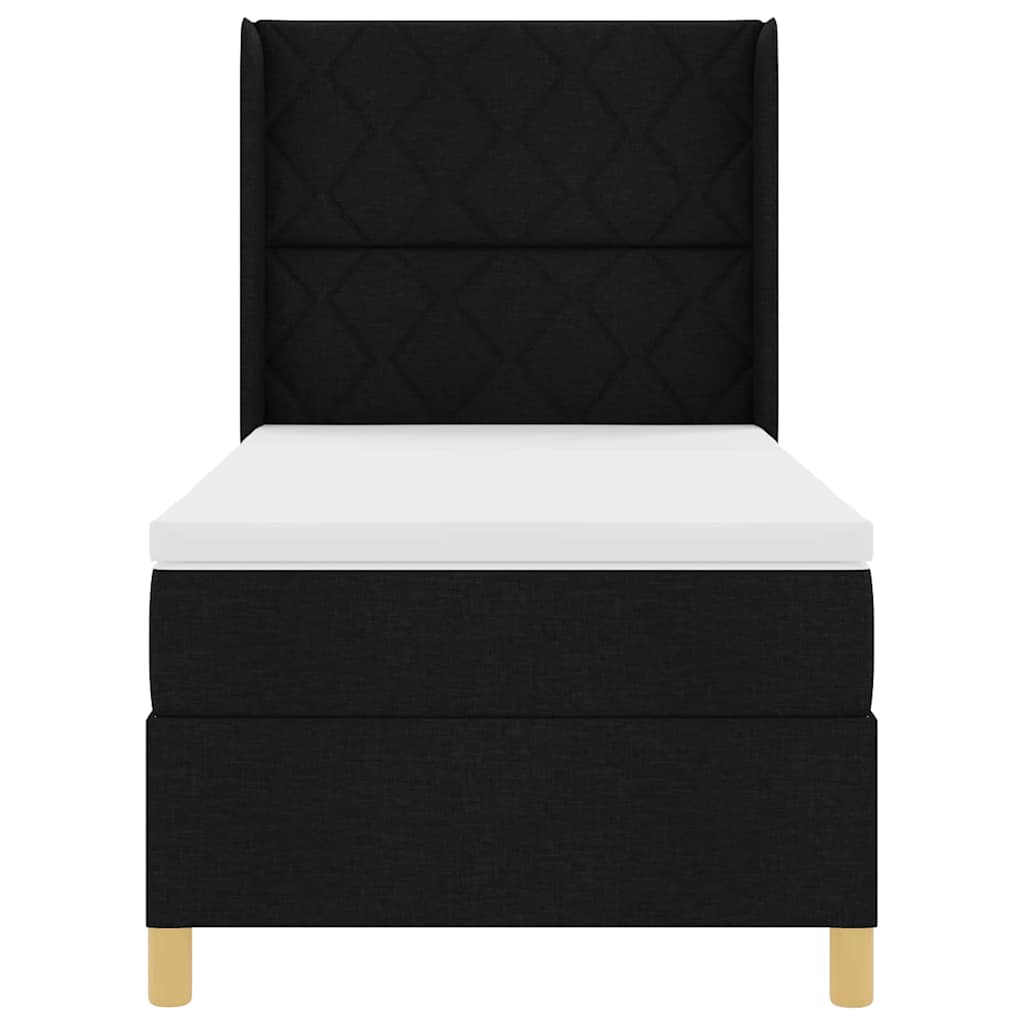 Box spring seng med hovedgærde Sort 90 x 200 cm Stof