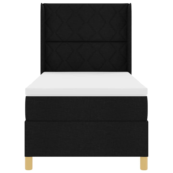 Box spring seng med hovedgærde Sort 90 x 200 cm Stof