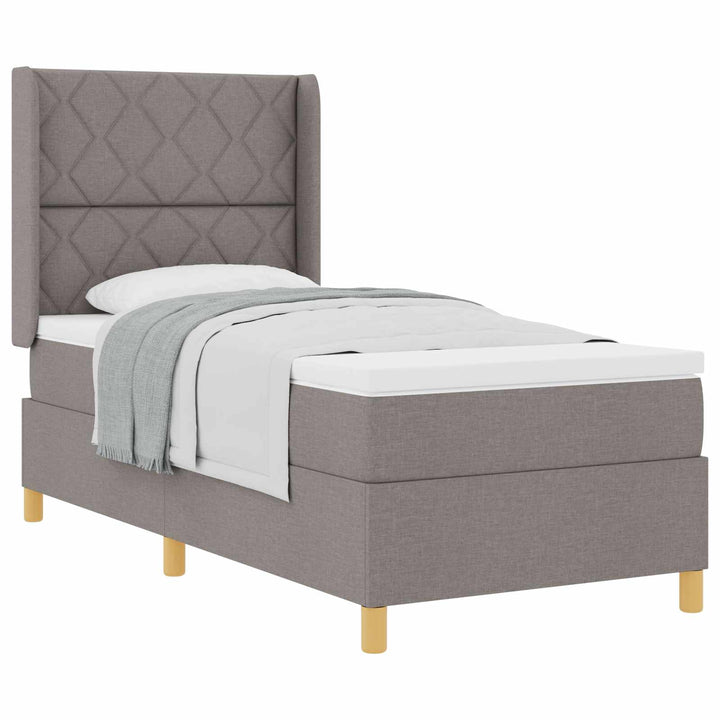 Box spring seng med hovedgærde Gråbrun 90 x 200 cm Stof
