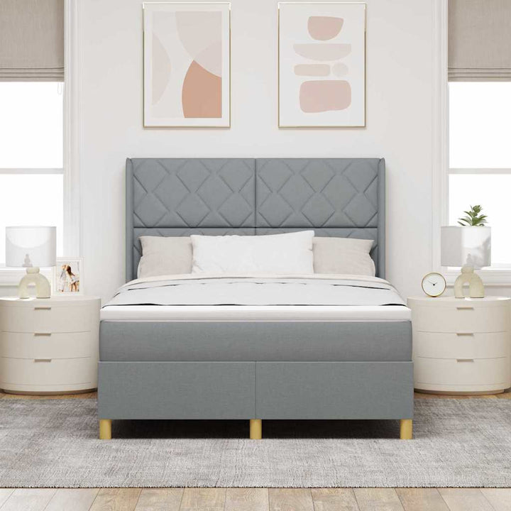Box spring seng med hovedgærde Lysegrå 140 x 190 cm Stof