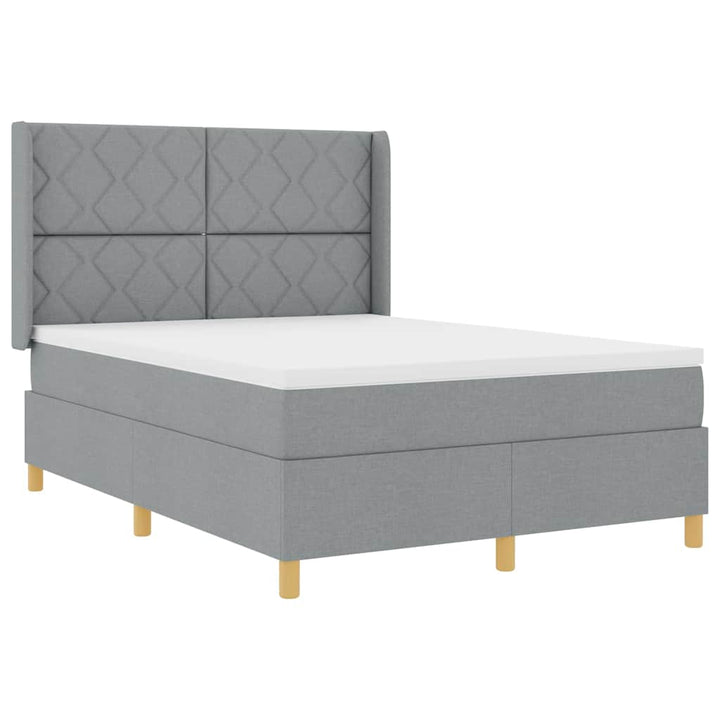 Box spring seng med hovedgærde Lysegrå 140 x 190 cm Stof
