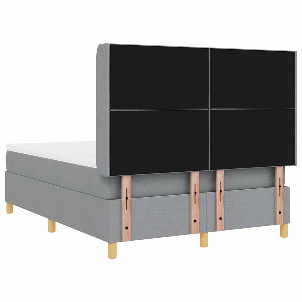 Box spring seng med hovedgærde Lysegrå 140 x 190 cm Stof