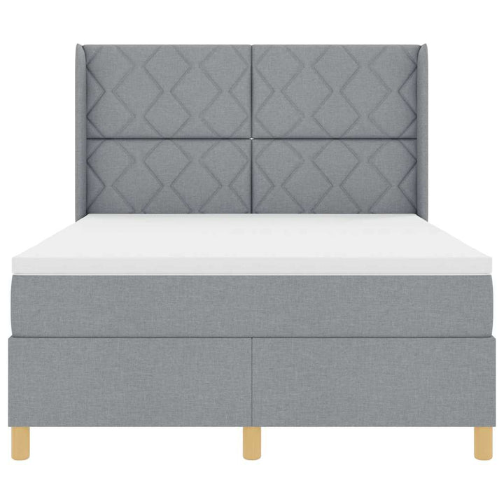 Box spring seng med hovedgærde Lysegrå 140 x 190 cm Stof