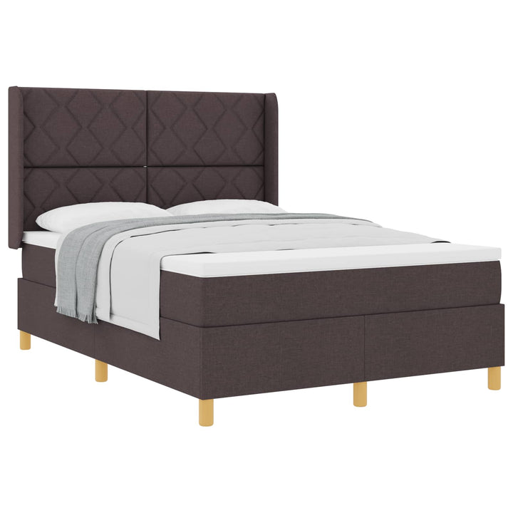 Box spring seng med hovedgærde Mørk Brun 140 x 190 cm Stof