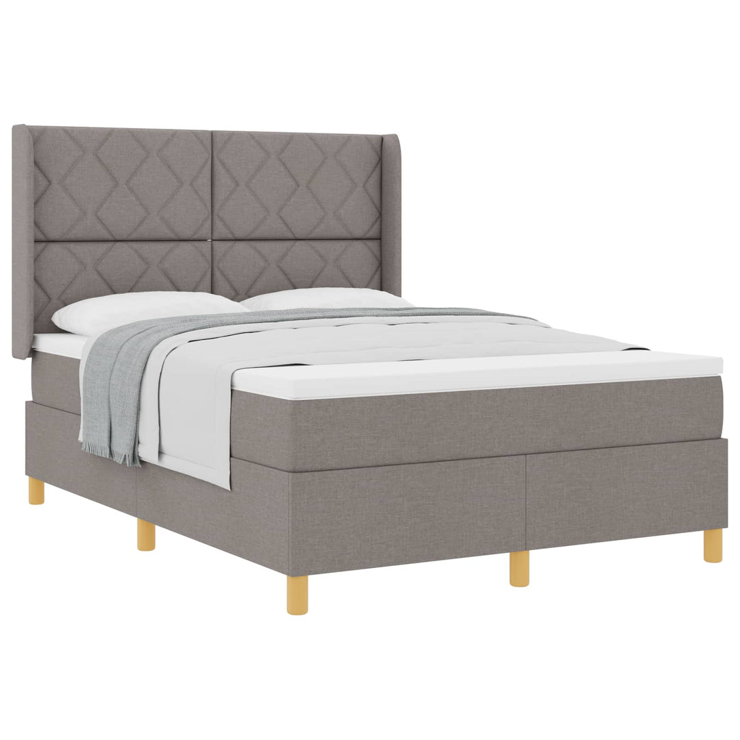 Box spring seng med hovedgærde Gråbrun 140 x 190 cm Stof