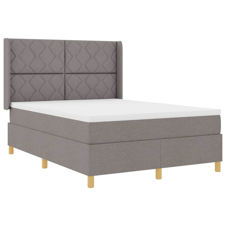 Box spring seng med hovedgærde Gråbrun 140 x 190 cm Stof