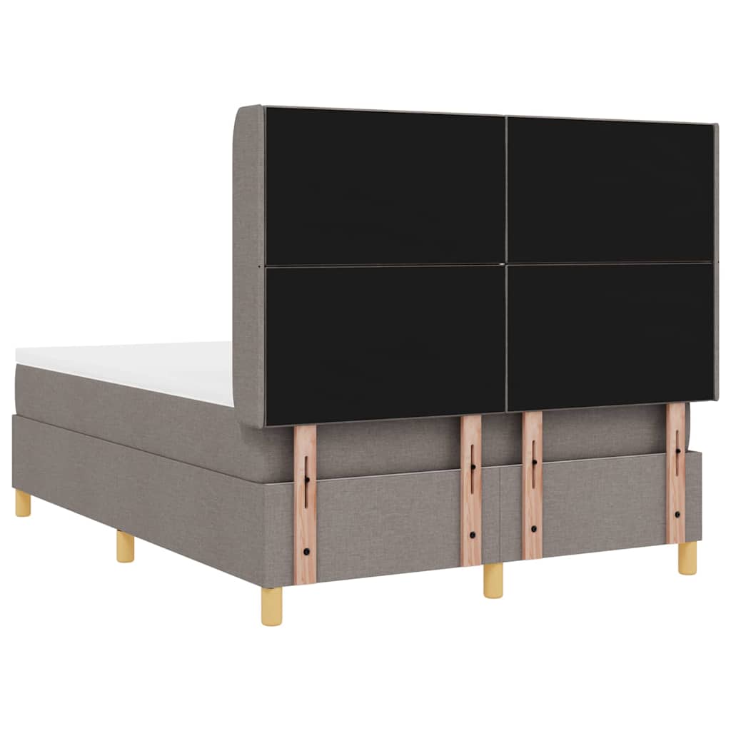 Box spring seng med hovedgærde Gråbrun 140 x 190 cm Stof