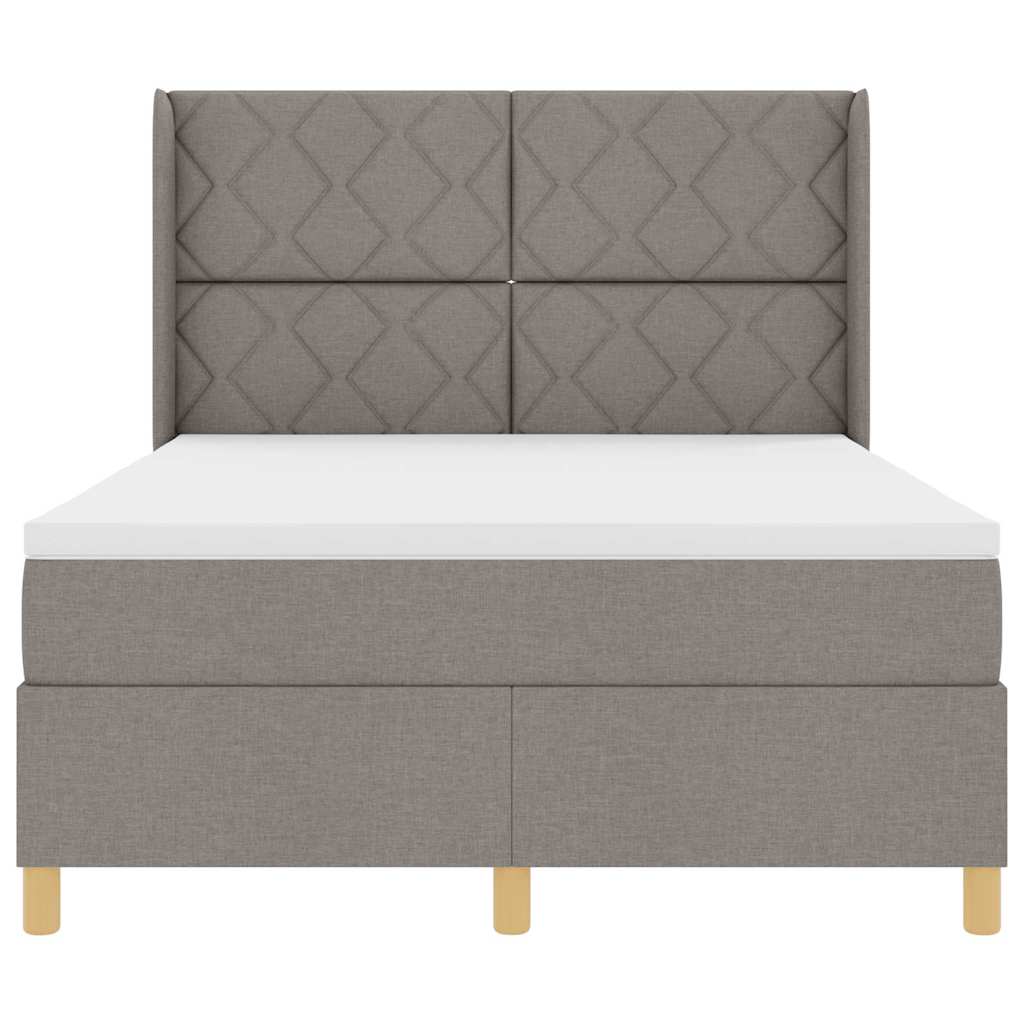 Box spring seng med hovedgærde Gråbrun 140 x 190 cm Stof