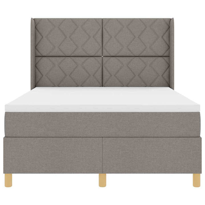 Box spring seng med hovedgærde Gråbrun 140 x 190 cm Stof