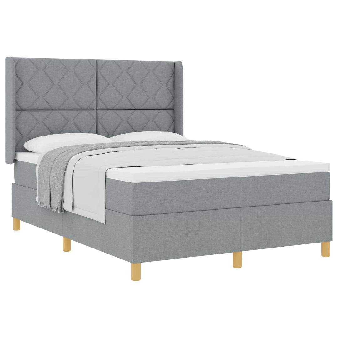 Box spring seng med hovedgærde Lysegrå 140 x 200 cm Stof