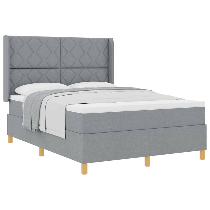 Box spring seng med hovedgærde Lysegrå 140 x 200 cm Stof