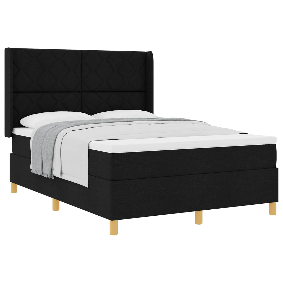 Box spring seng med hovedgærde Sort 140 x 200 cm Stof