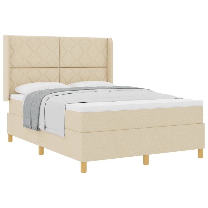 Box spring seng med hovedgærde Creme 140 x 200 cm Stof