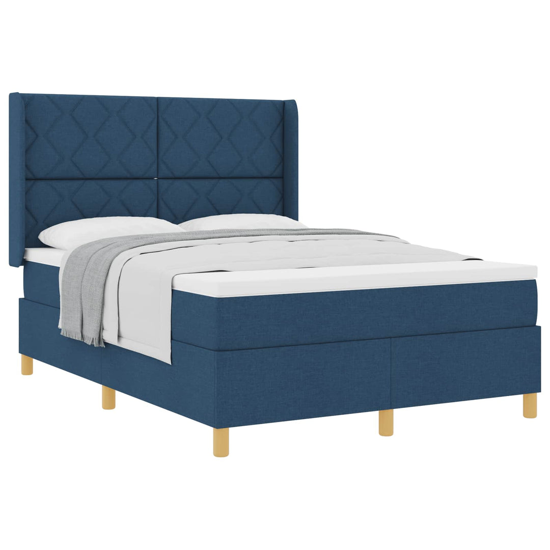 Box spring seng med hovedgærde Blå 140 x 200 cm Stof