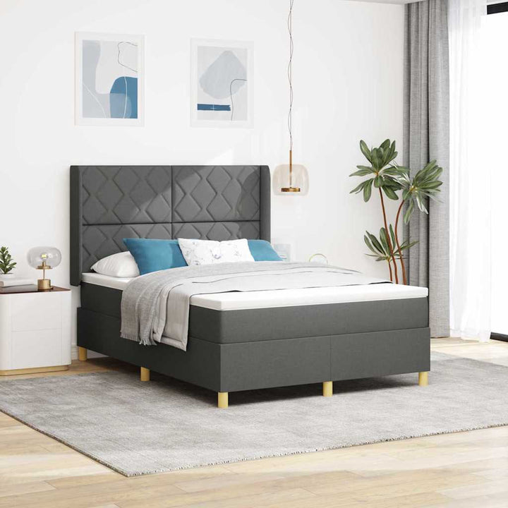 Box spring seng med hovedgærde Mørkegrå 160 x 200 cm Stof