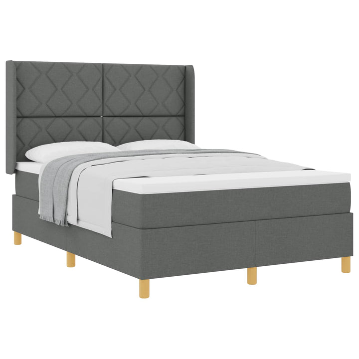 Box spring seng med hovedgærde Mørkegrå 160 x 200 cm Stof