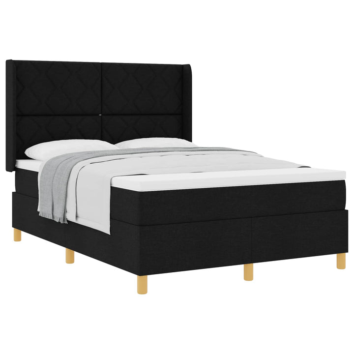 Box spring seng med hovedgærde Sort 160 x 200 cm Stof