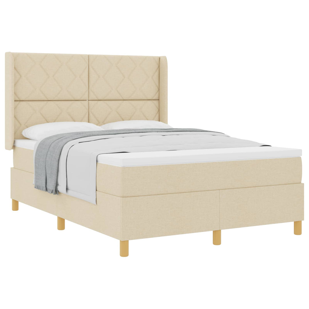Box spring seng med hovedgærde Creme 160 x 200 cm Stof