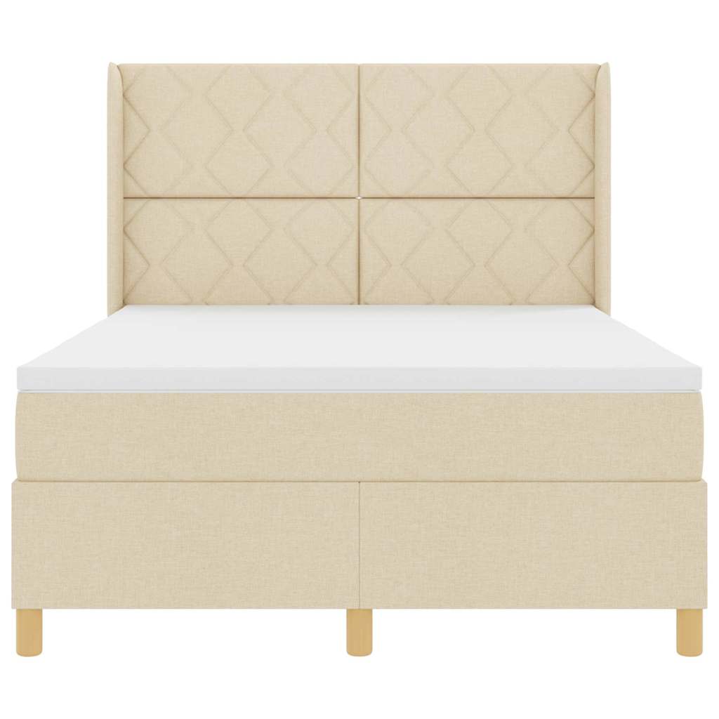 Box spring seng med hovedgærde Creme 160 x 200 cm Stof