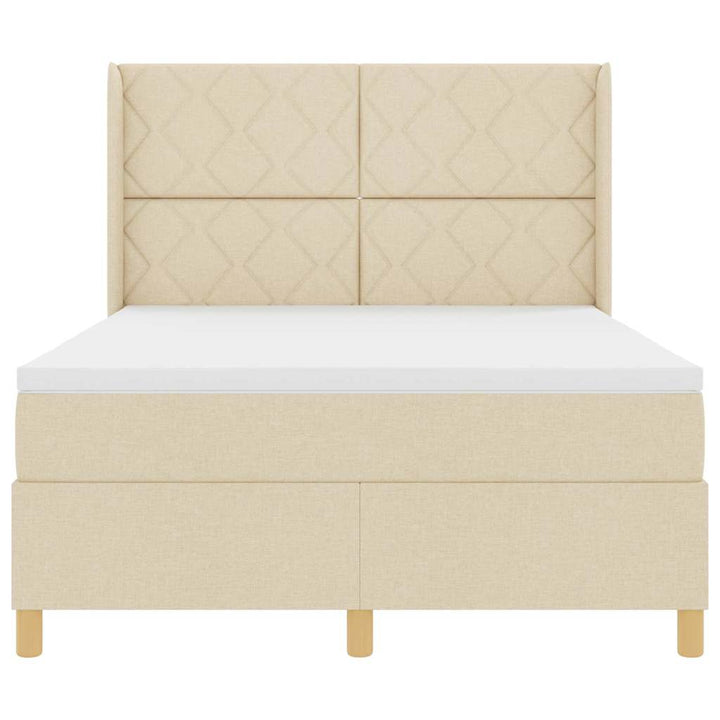 Box spring seng med hovedgærde Creme 160 x 200 cm Stof