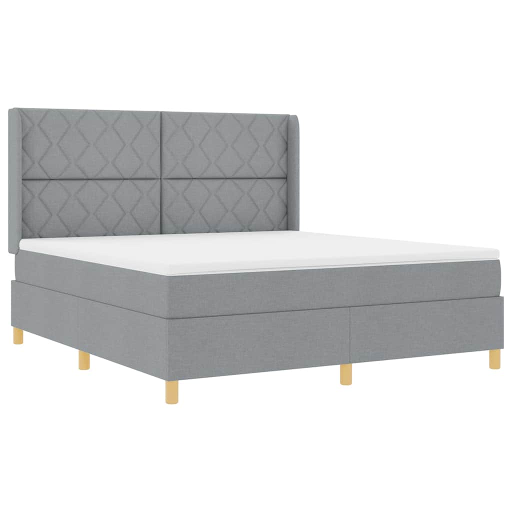 Box spring seng med hovedgærde Lysegrå 180 x 200 cm Stof