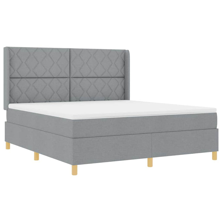Box spring seng med hovedgærde Lysegrå 180 x 200 cm Stof