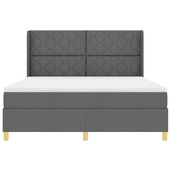 Box spring seng med hovedgærde Mørkegrå 180 x 200 cm Stof
