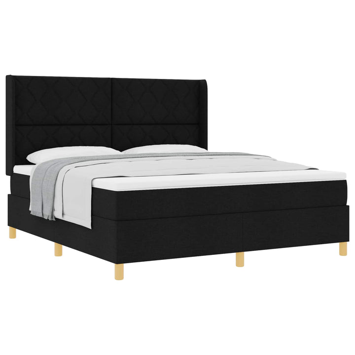 Box spring seng med hovedgærde Sort 180 x 200 cm Stof