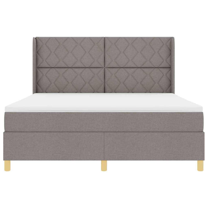 Box spring seng med hovedgærde Gråbrun 180 x 200 cm Stof