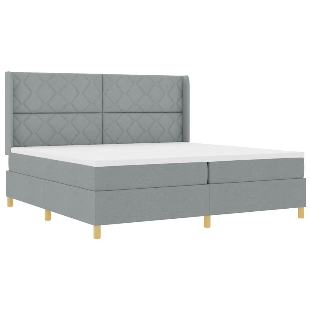Box spring seng med madras Lysegrå 200 x 200 cm Stof