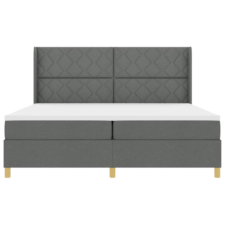 Box spring seng med hovedgærde Mørkegrå 200 x 200 cm Stof