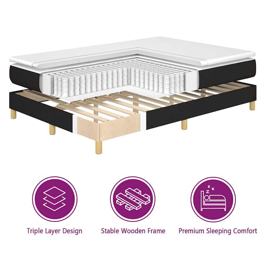 Box spring seng med madras Sort 200 x 200 cm Stof
