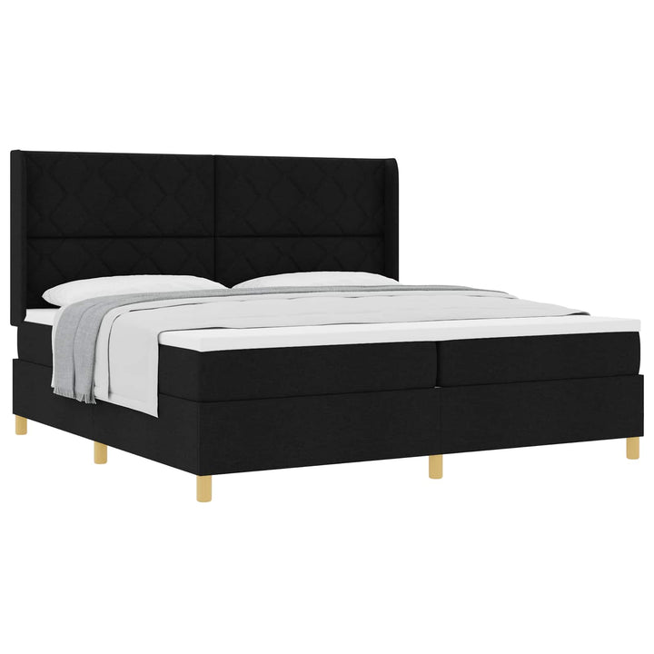 Box spring seng med madras Sort 200 x 200 cm Stof