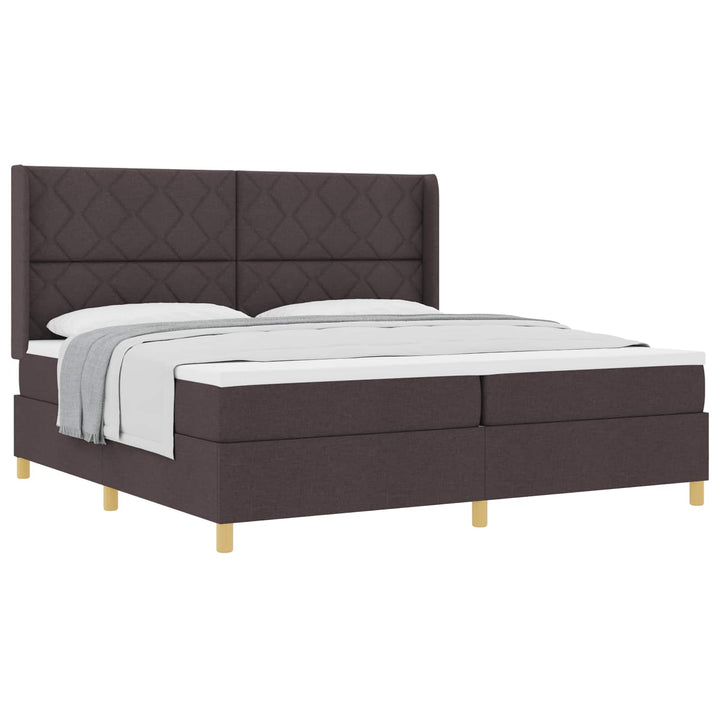 Box spring seng med hovedgærde Mørk Brun 200 x 200 cm Stof