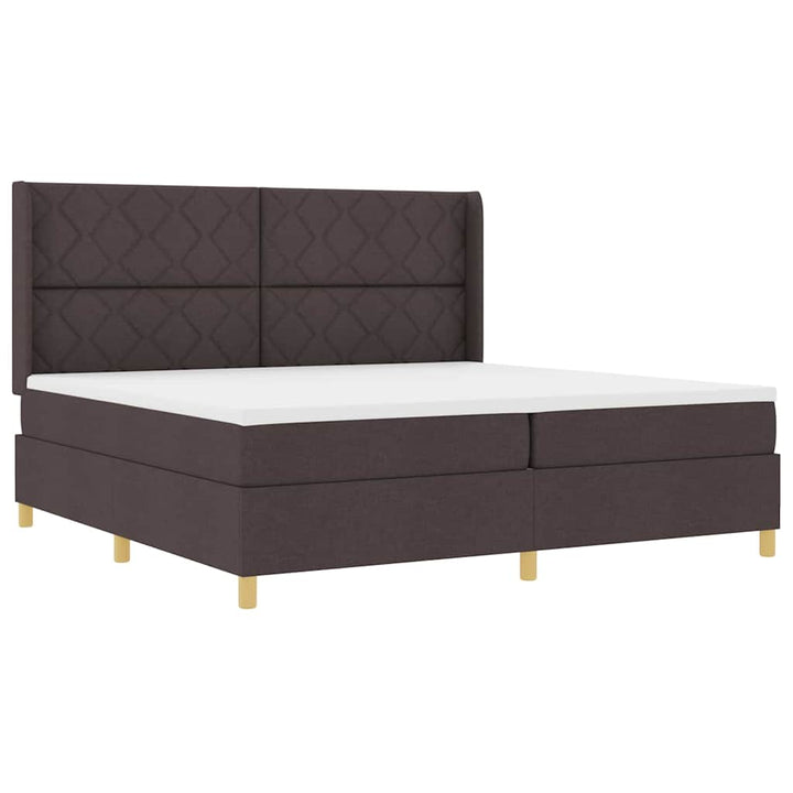 Box spring seng med hovedgærde Mørk Brun 200 x 200 cm Stof