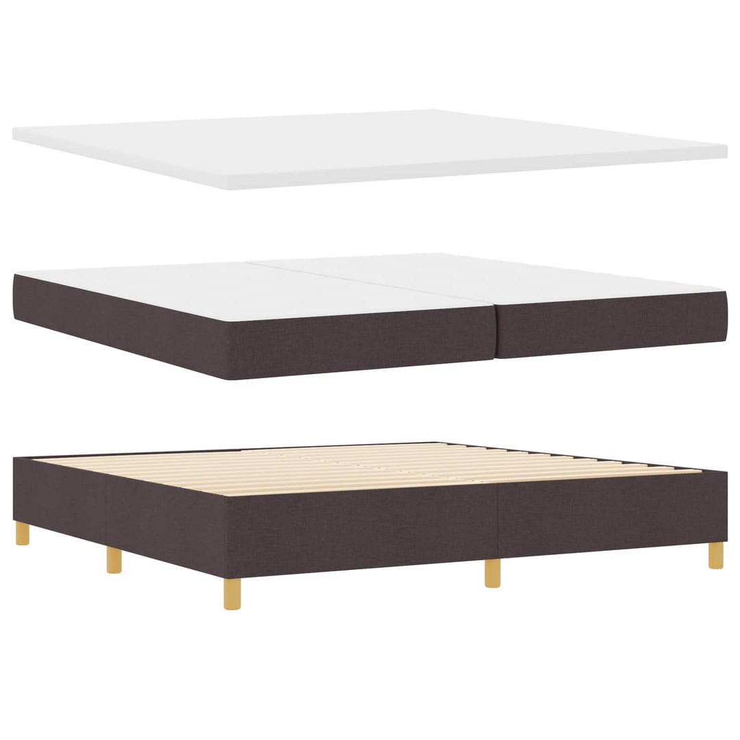 Box spring seng med hovedgærde Mørk Brun 200 x 200 cm Stof
