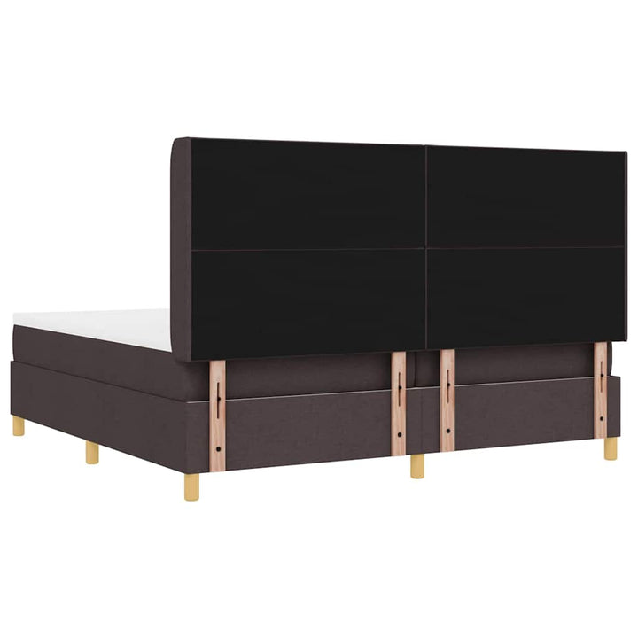Box spring seng med hovedgærde Mørk Brun 200 x 200 cm Stof