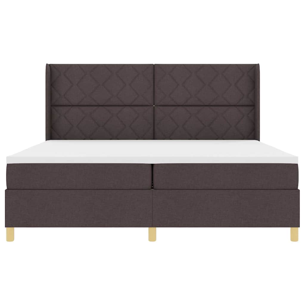Box spring seng med hovedgærde Mørk Brun 200 x 200 cm Stof