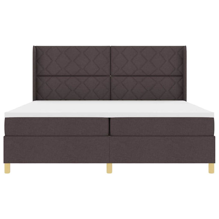 Box spring seng med hovedgærde Mørk Brun 200 x 200 cm Stof