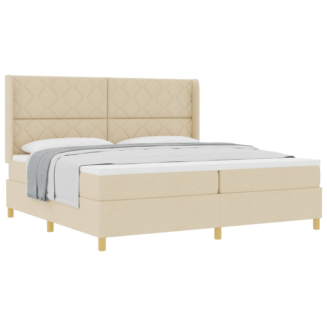 Box spring seng med madras Creme 200 x 200 cm Stof