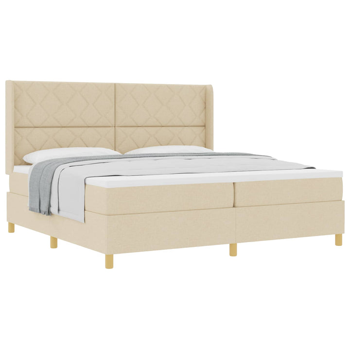 Box spring seng med madras Creme 200 x 200 cm Stof